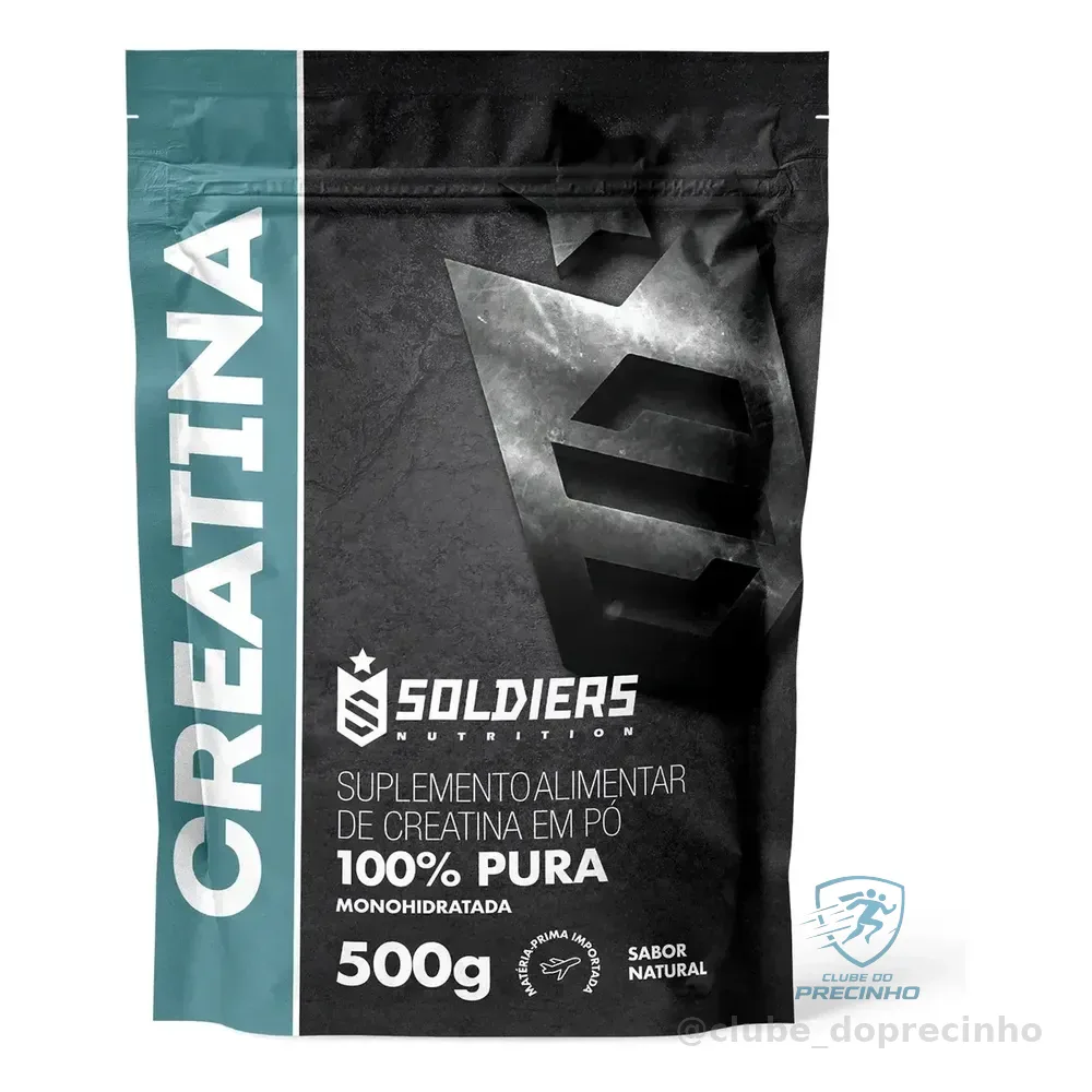 Creatina Monohidratada 500g Soldiers Nutrition 100% Pura Importada Alta Performance Músculo Treino Sem Sabor