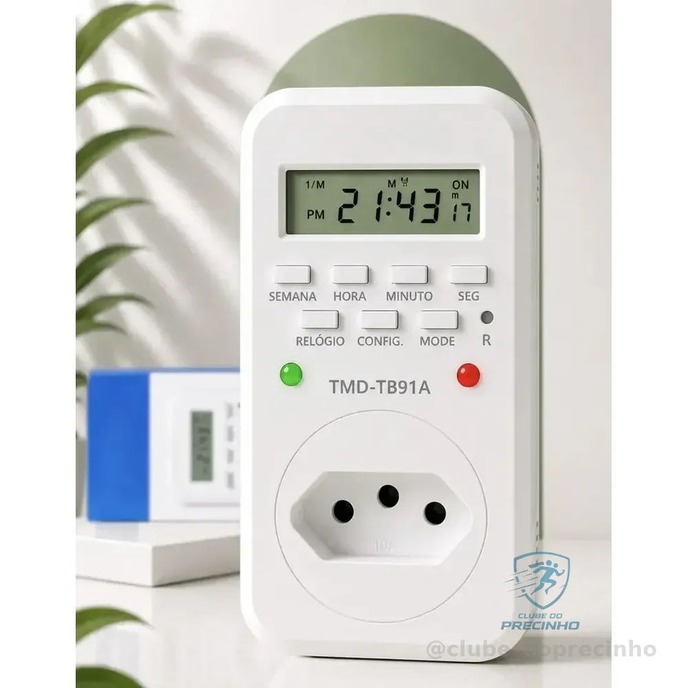 Temporizador Digital Timer Programável Tomada Bivolt Automação Lcd Bateria Recarregável Silencioso