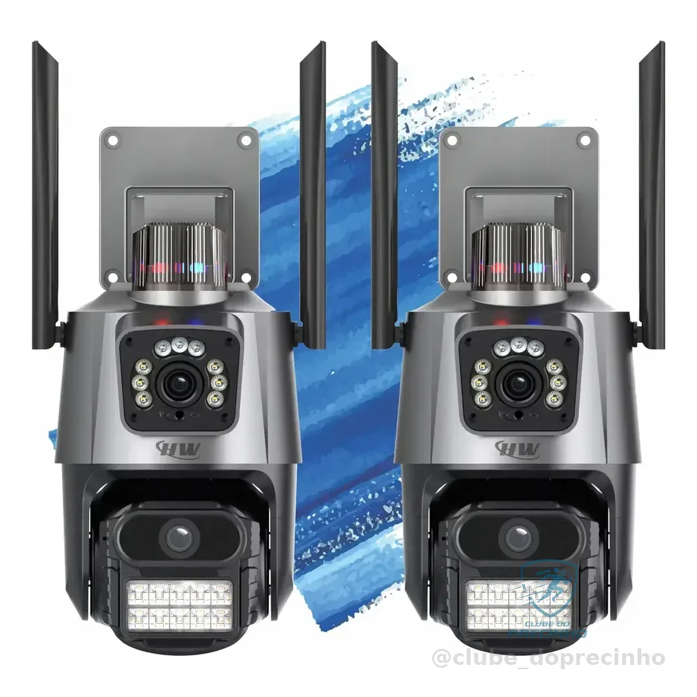 Kit 2 Câmeras De Segurança Hw Ip Wi-fi 6mp Lente Dupla Visão Noturna 355° Detecção De Movimento Com App Icsee