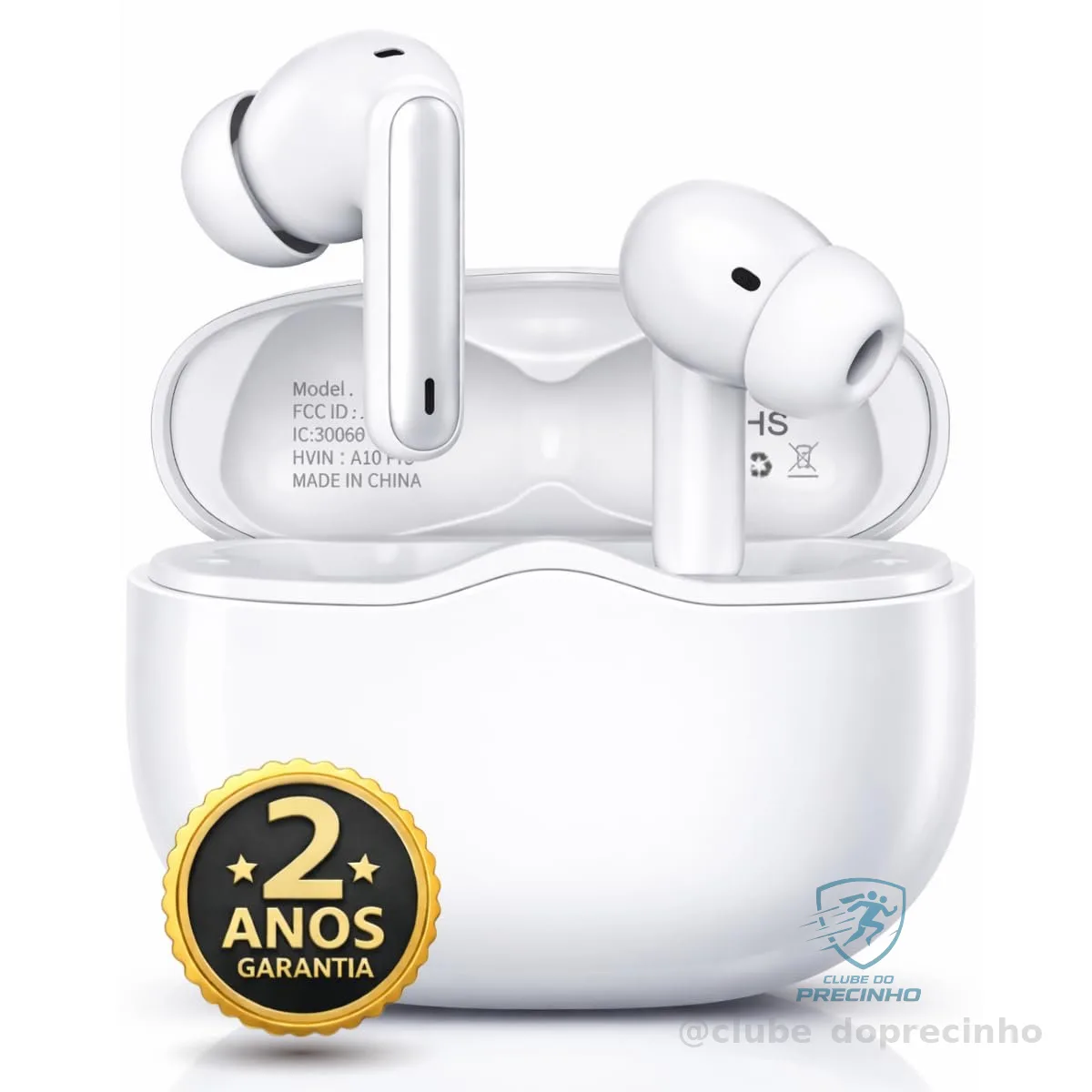 Fone De Ouvido Bluetooh, Sem Fio, Resistente, Compatível Com Todo Celular, Cancelamento Ruído, Bateria Até 16 Horas