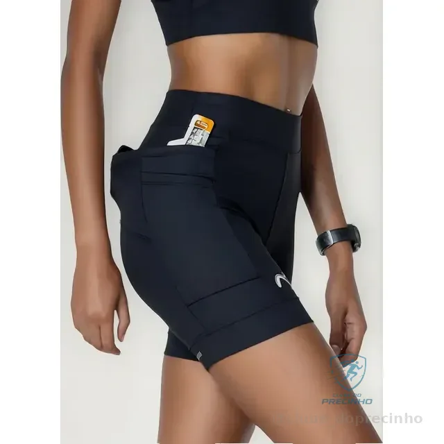 Bermuda Feminina 6 Bolsos Alta Compressão Academia Snugg