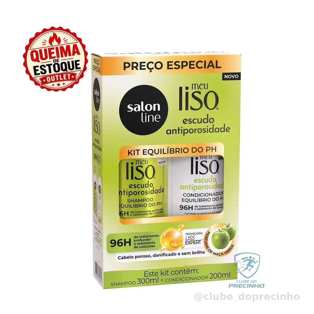 Kit Shampoo 300ml + Condicionador 200ml  Meu Liso Escudo Antiporosidade