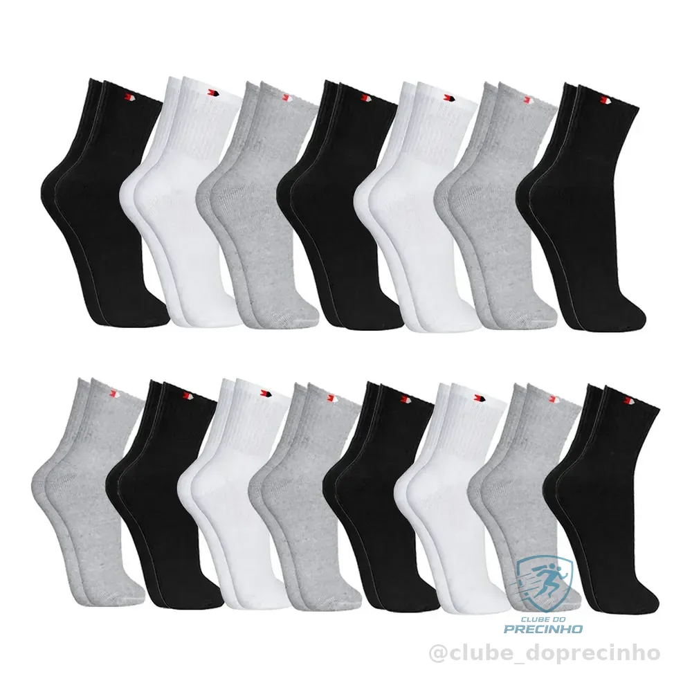 Kit 15 Pares Meias Sport Algodão Cano Médio Sandrini Confort Sortidos 39-43