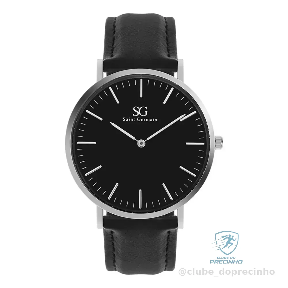 Relógio Masculino Saint Germain Murray Caixa Prateada De 40mm Preto Prateado