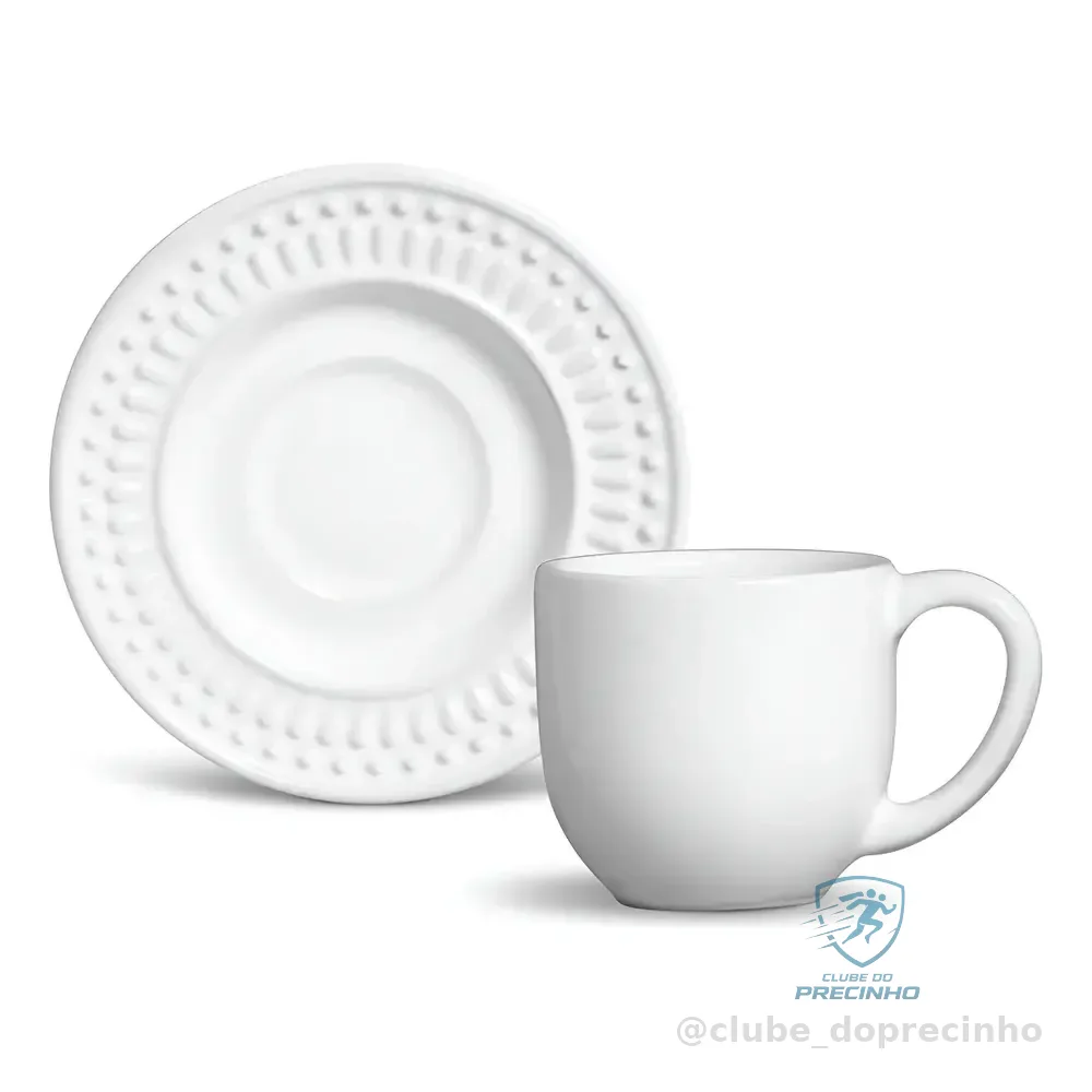 Jogo De Café Porto Brasil Cerâmica 12 Peças Branco 72ml Roma Branco