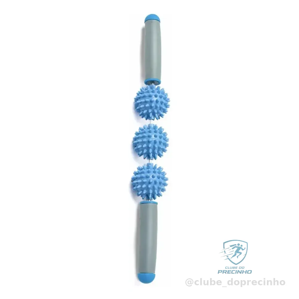 Massageador Bastão Com Espinhos Para Liberação Miofascial Cor Azul-celeste