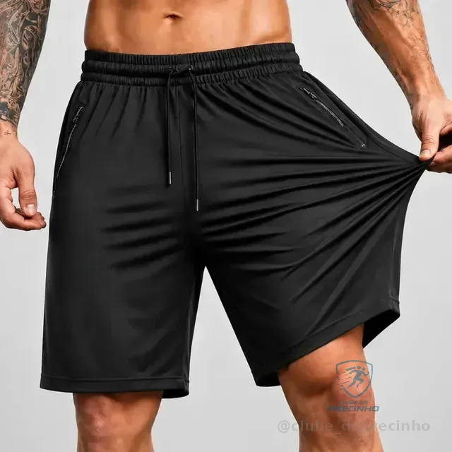 Shorts Esportivo Masculino Slim Fit Com Elastano Poliamida