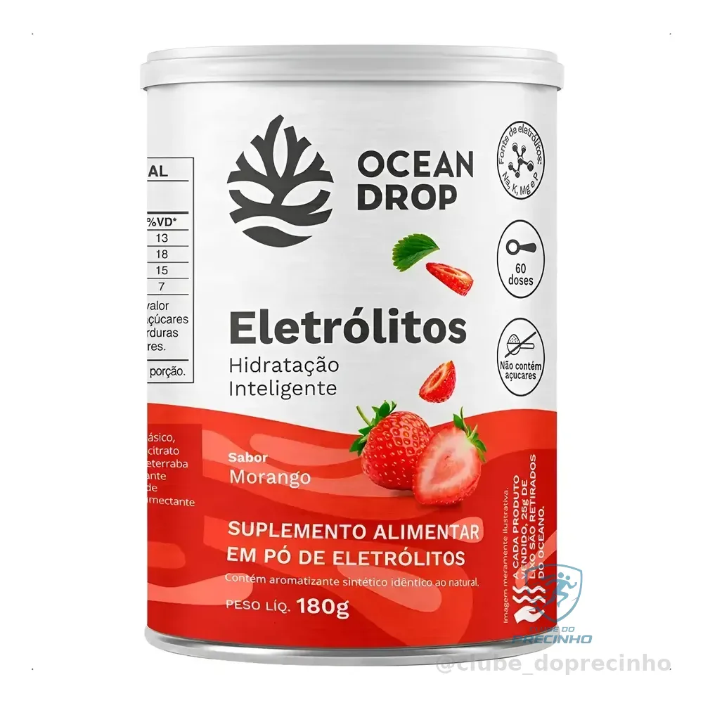 Ocean Drop | Eletrólitos Em Pó | Hidratação Inteligente 180g Morango
