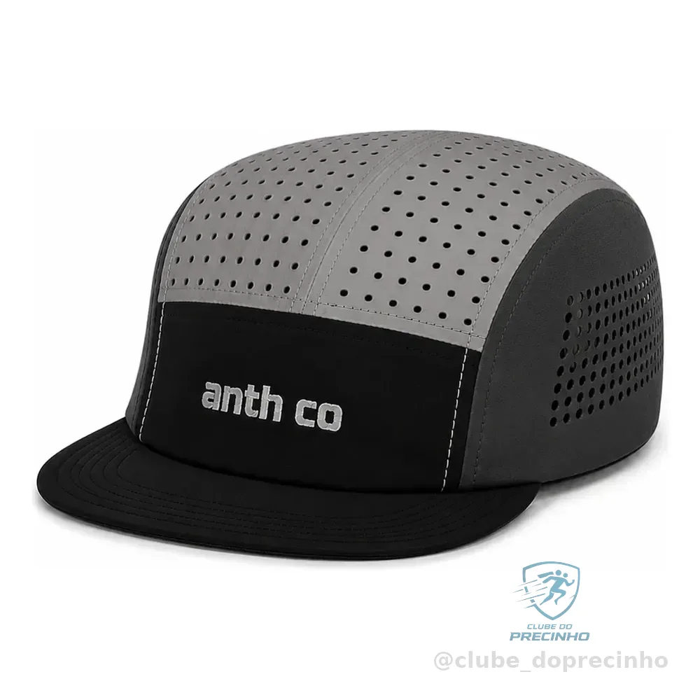 Boné Five Panel Esportivo Fresh Anth Co Respirável Unissex Cinza / Chumbo / Preto Único