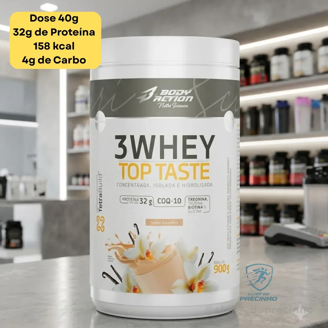 3 Whey Top Taste 900g Sabor Baunilha Bodyaction