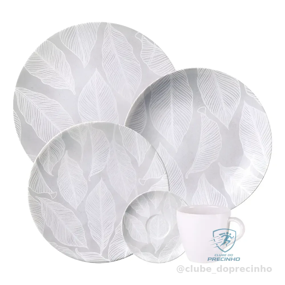 Aparelho De Jantar Tramontina Arbo Porcelana 20 Peças Cinza Florido