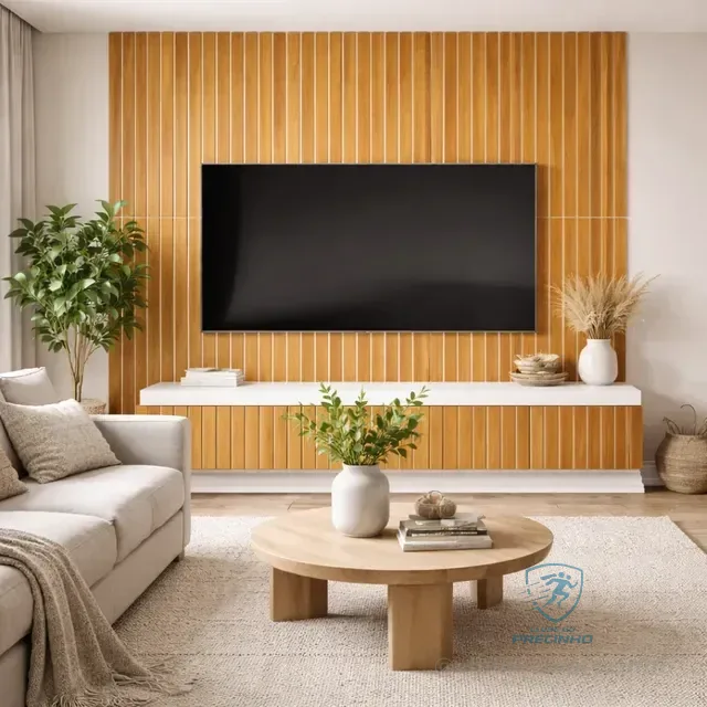 20 Placas Adesivas Painel Madeira Ripada Montável Mdf 45x11