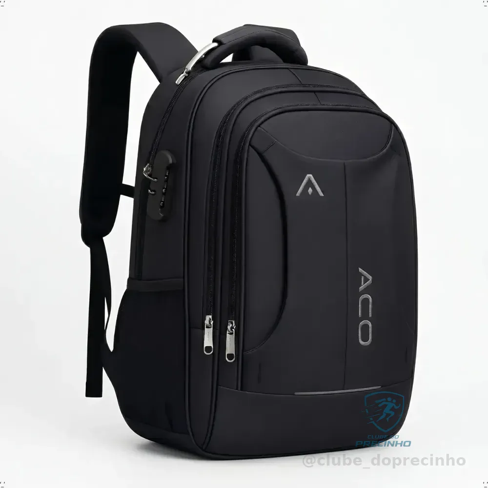Mochila Notebook Masculina Reforçada Impermeável Executiva Viagem Anti Furto Grande 35l Forpak Preto Liso