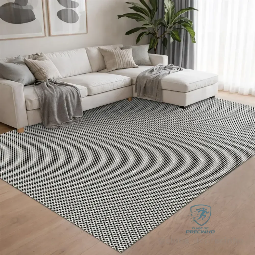 Tapete Grande Pilão 1,50x2,50 Metros Sala 100% Algodão 2.5 M 1.5 M Preto E Cinza