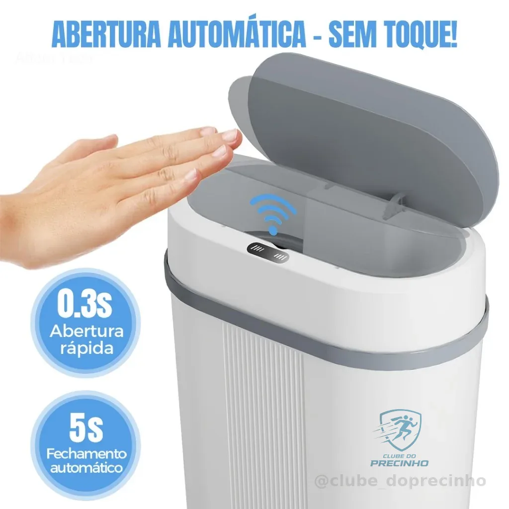 Lixeira Automática 12 Litros Sensor Infravermelho Tampa Para Cozinha Banheiro Escritório Quarto c