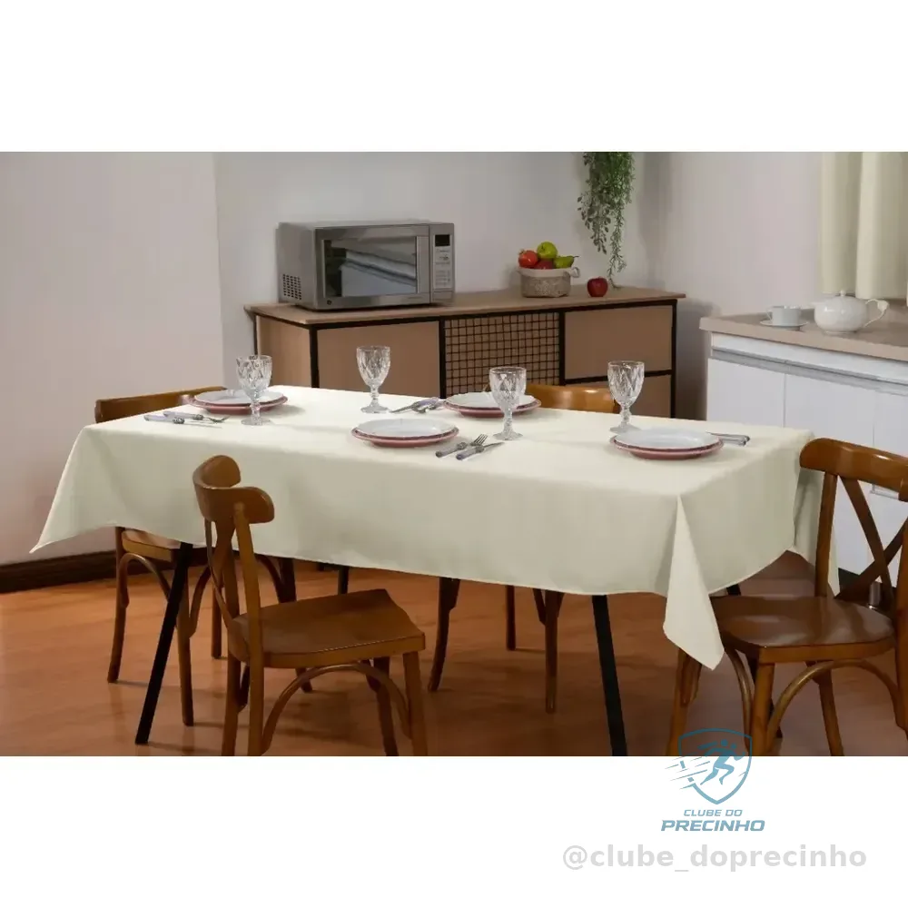 Toalha De Mesa 6 Lugares Retangular Rústica Luxo 2,00x1,40 Cor Palha Lisa