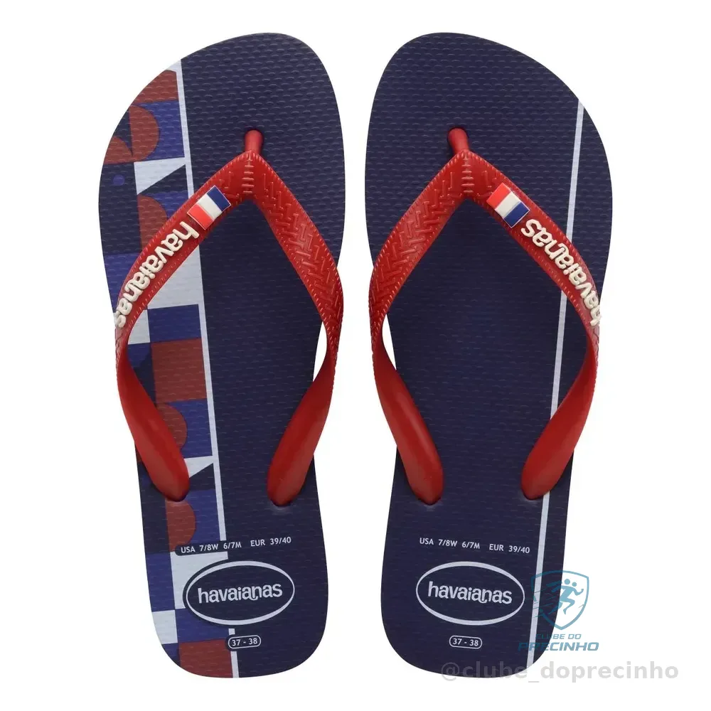 Havaianas Top Nations Países Campeões Copa Do Mundo 2026 Azul Vermelho França 37/38