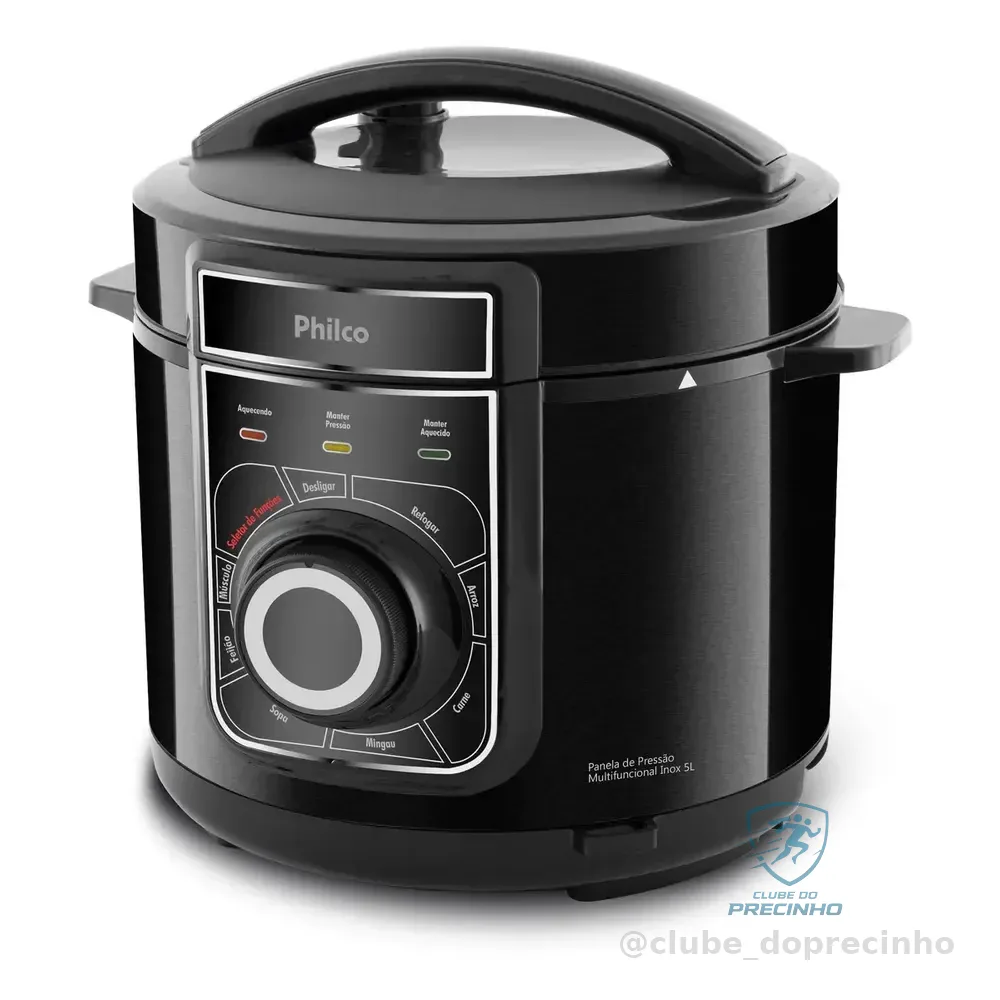 Panela De Pressão Philco Ppp02pi Inox Multifuncional 5l Cor Preto 127v