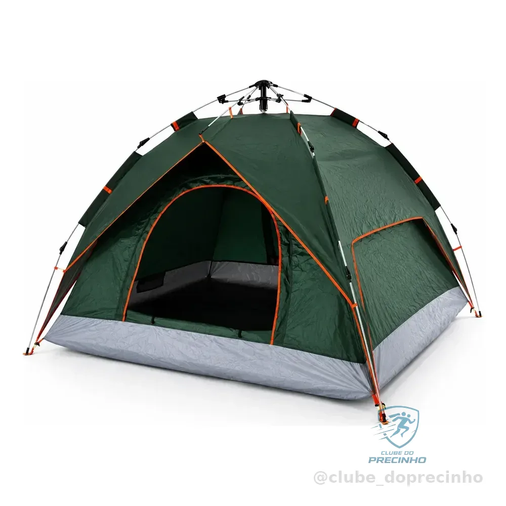 Barraca 4 Pessoas De Camping C/ Sobreteto E Cadeira 130kg Verde-escuro