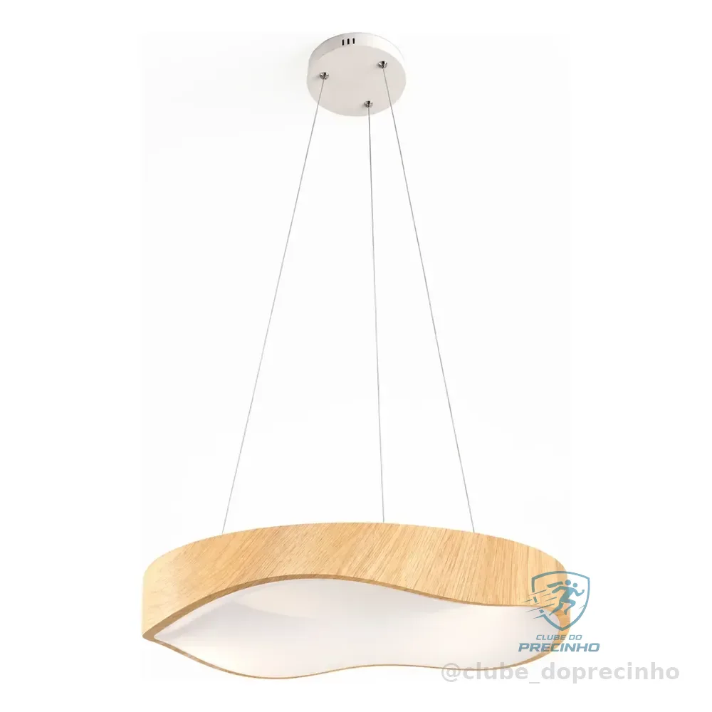 Pendente Led Luminária Orgânico Madeira Bivolt 3 Em 1 127/220v Madeira