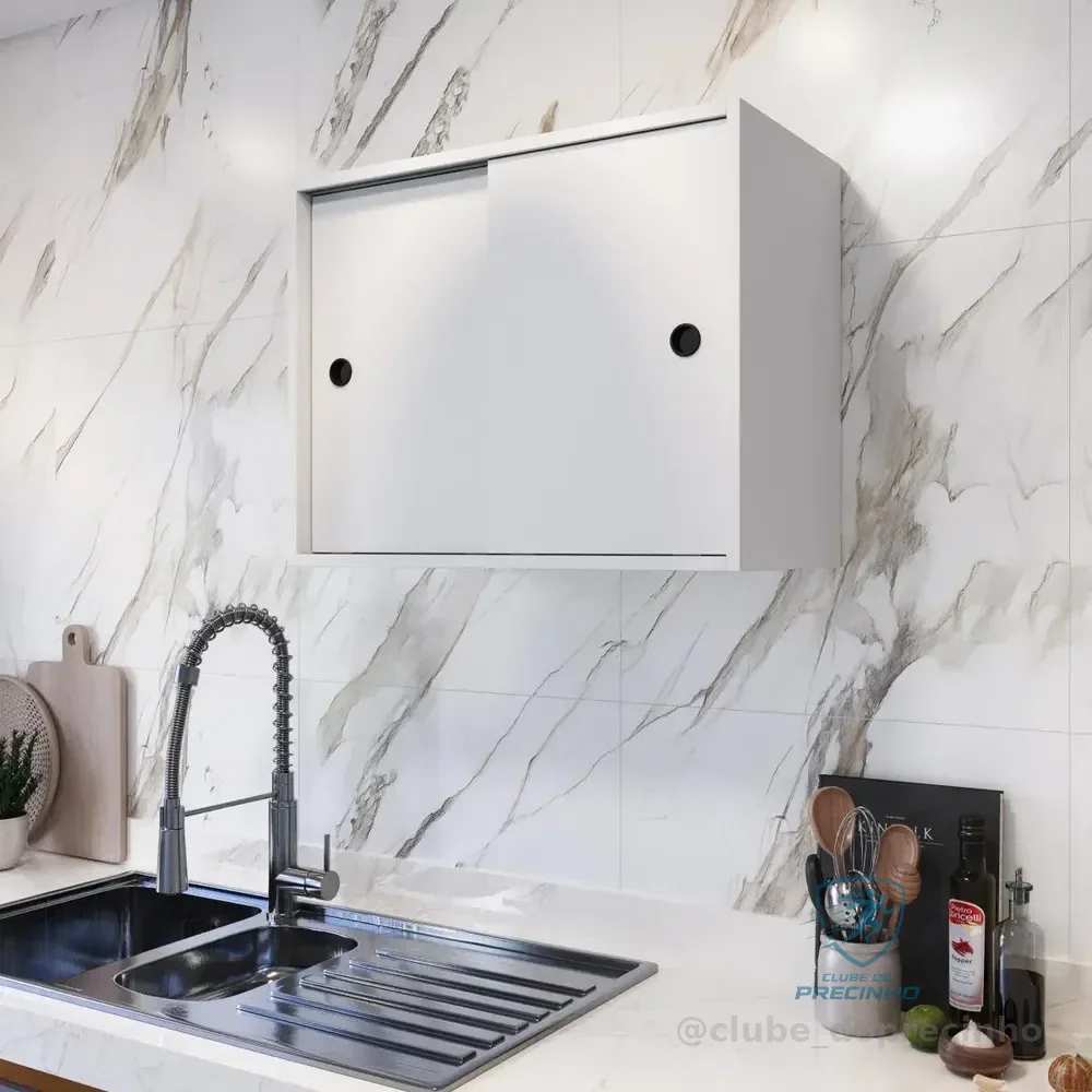Armário Aéreo Multiuso Com Porta De Correr 60cm De Largura Branco