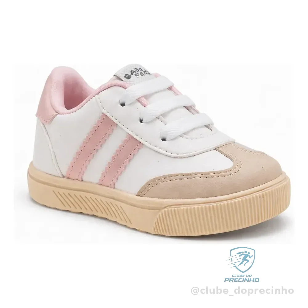 Tênis Casual Bebe Listras Engatinhar Rosa 19 Br
