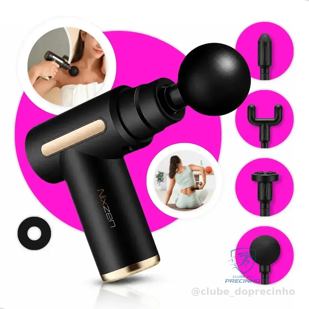 Massageador Pistola Elétrica Profissional Muscular Portátil Aparelho Fisioterapia Corporal 6 Velocidades 4 Cabeças