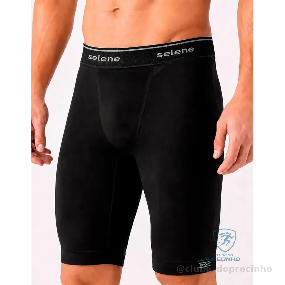 Bermuda Térmica Masculina Selene Compressão Fitness Academia Preto Liso G - 42 A 44