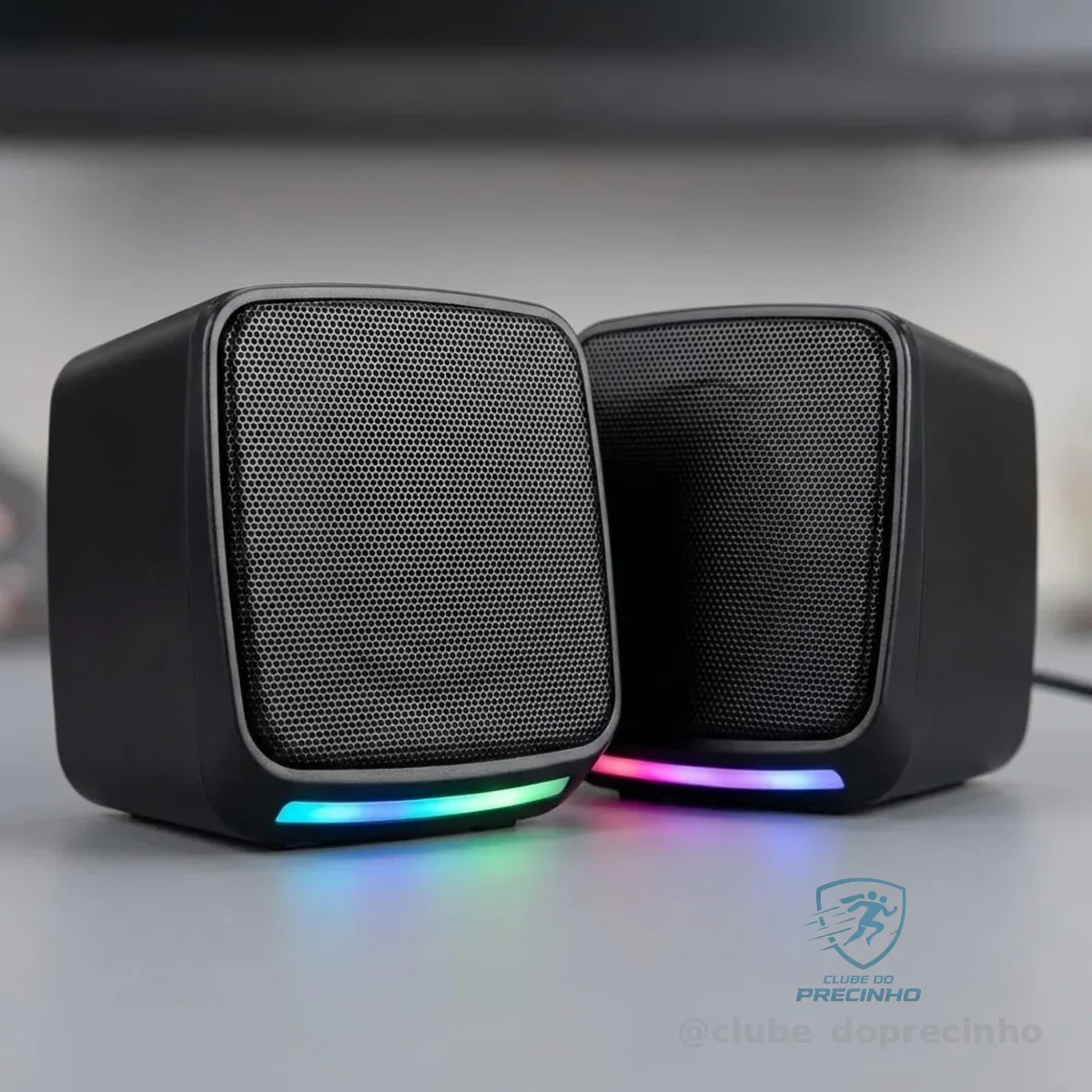 Caixa de Som para PC Gamer 6W RMS, Alto Falante Estéreo com Iluminação RGB, Conexão USB e P2, Controle de Volume, Plug and Play, Ideal para Notebook, TV, Setup Gamer, Home Office e Aulas Online