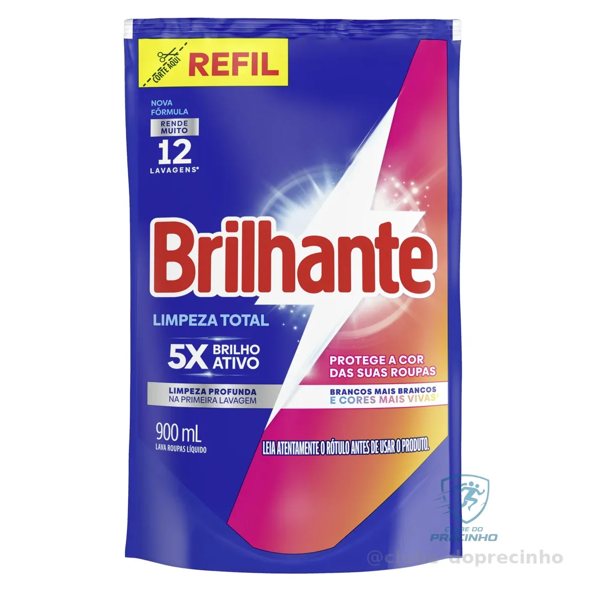 Brilhante Sabão Liquido Limpeza Total Refil 900 Ml