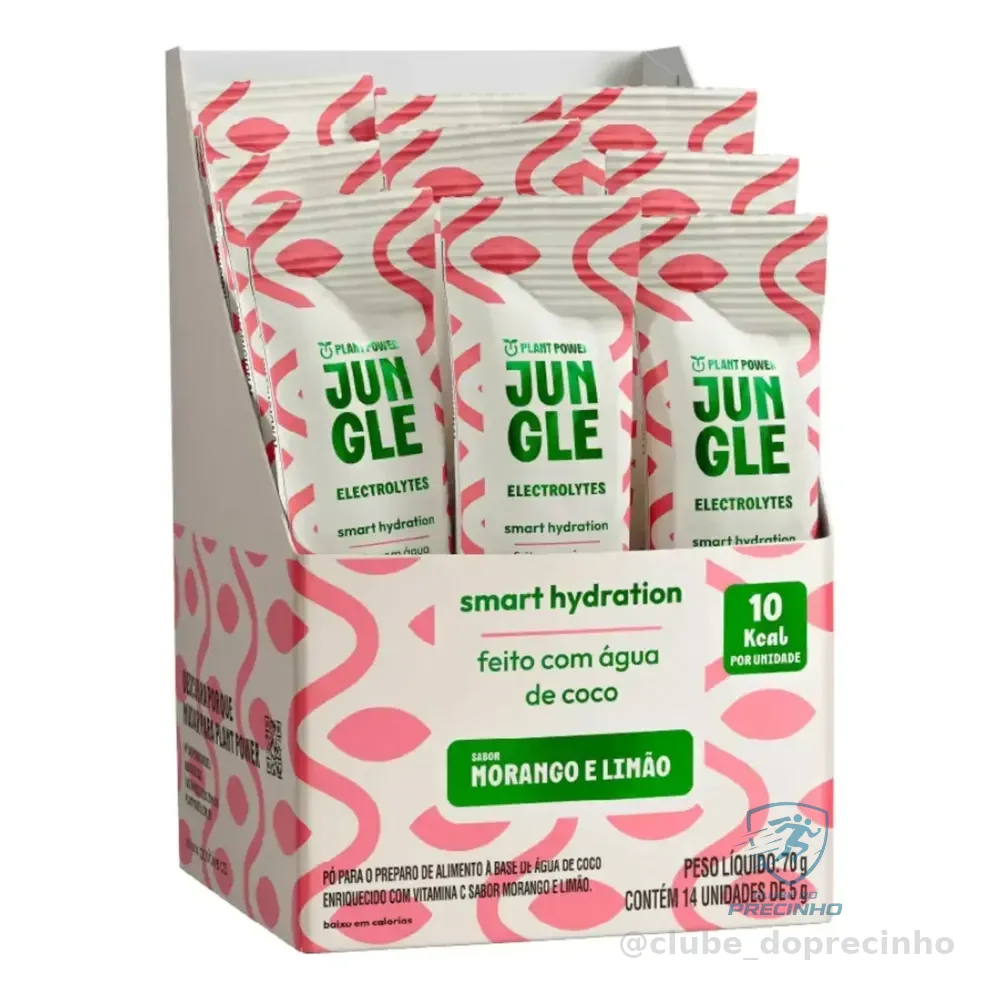 Jungle Eletrólitos Em Pó Plant Power Caixa Com 14 Sachês 5g Morango/limão