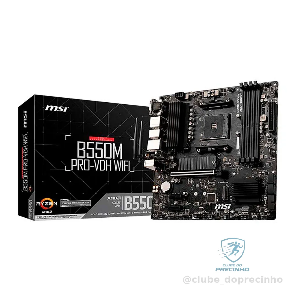 Placa Mãe MSI B550M PRO-VDH, Chipset B550, Socket AM4, AMD, DDR4, WIFI - 911-7C95-059