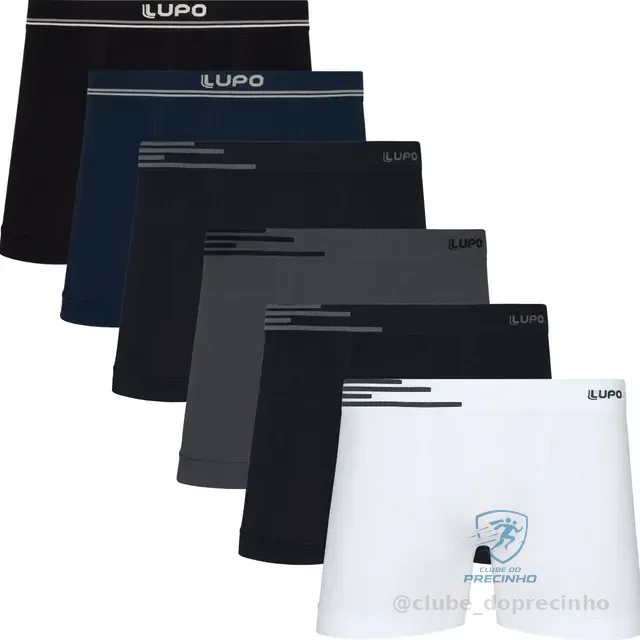 Kit 6 Cuecas Lupo Boxer Box Sem Costura Basic Microfibra