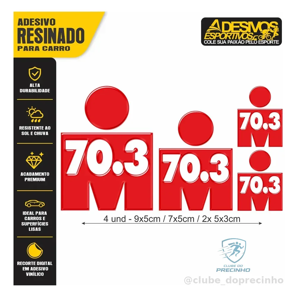 Adesivo Resinado Emblema Logo Triathlon Ironman 70.3