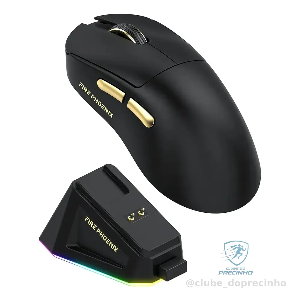 Mouse Gamer Sem Fio Fire Phoenix 24000dpi Paw3311 Bk-r3x Pro Cor Preto