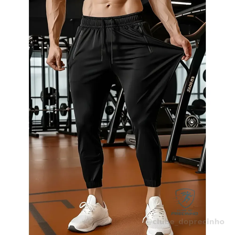 Calça Masculina Tactel Jogger Esportiva Academia Slim Treino Preto Tactel G 40/44