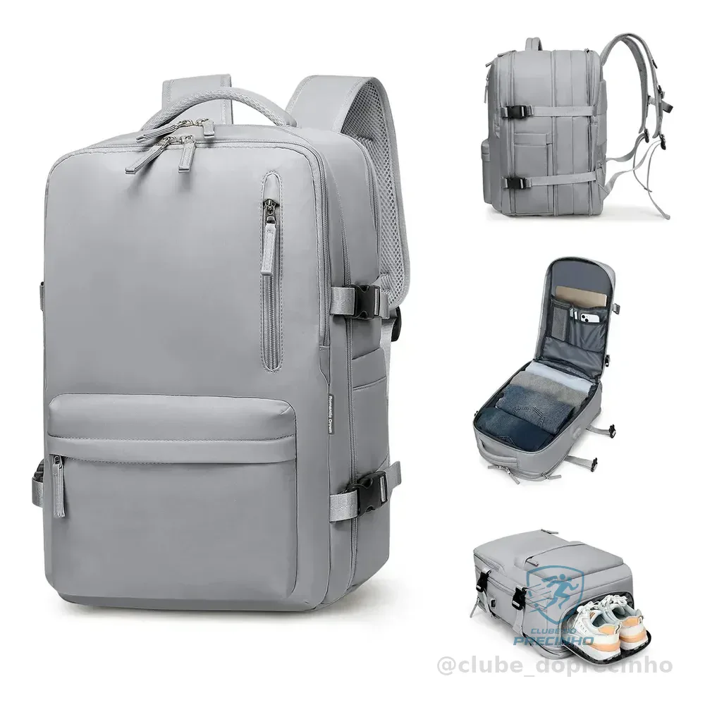 Mochila Viagem Impermeavel Romantic Crown 42 L Cinza Liso