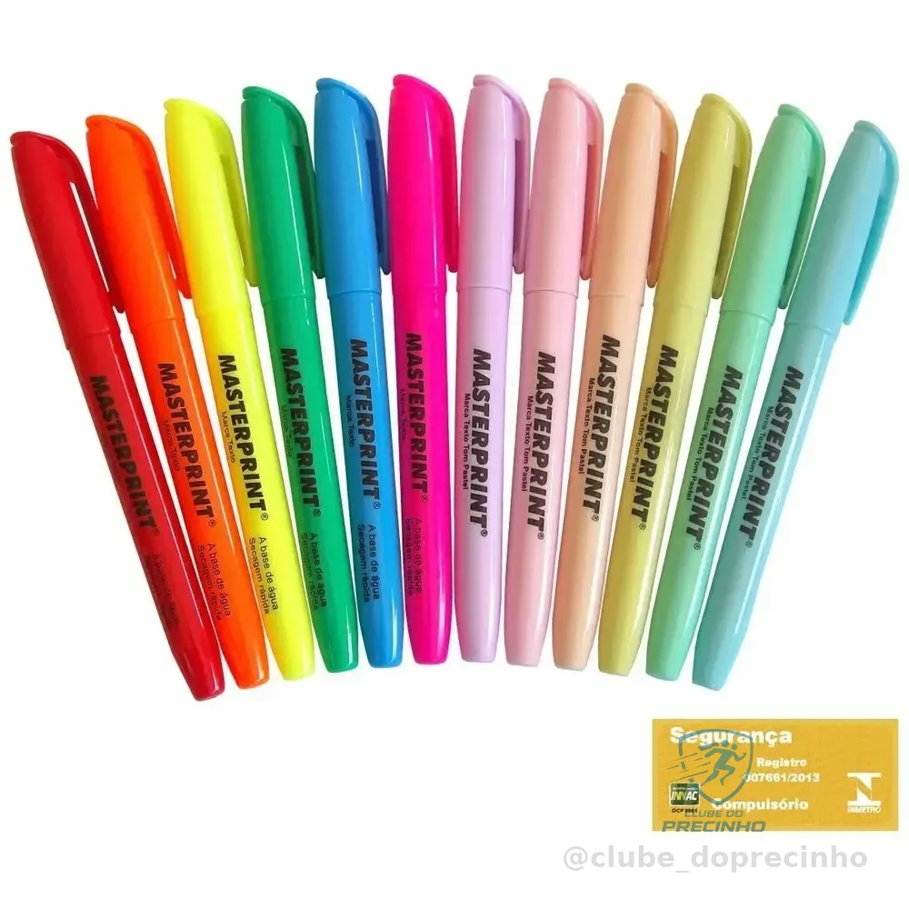 Masterprint Neon Chafrada Marca-texto 6 Cores Neon + 6 Cores Tons Pastel