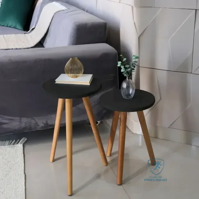 Conjunto De Mesinhas Redondas De Apoio Lateral De Canto Sofa