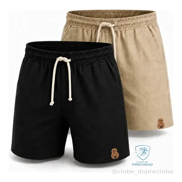 Kit 2 Shorts Masculino Linho Bermuda Praia Verão Casual