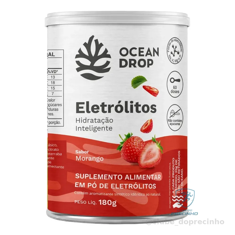 Eletrólitos Ocean Drop Sódio Potássio Fósforo Magnésio Eletrolitos 180g Sabor Morango