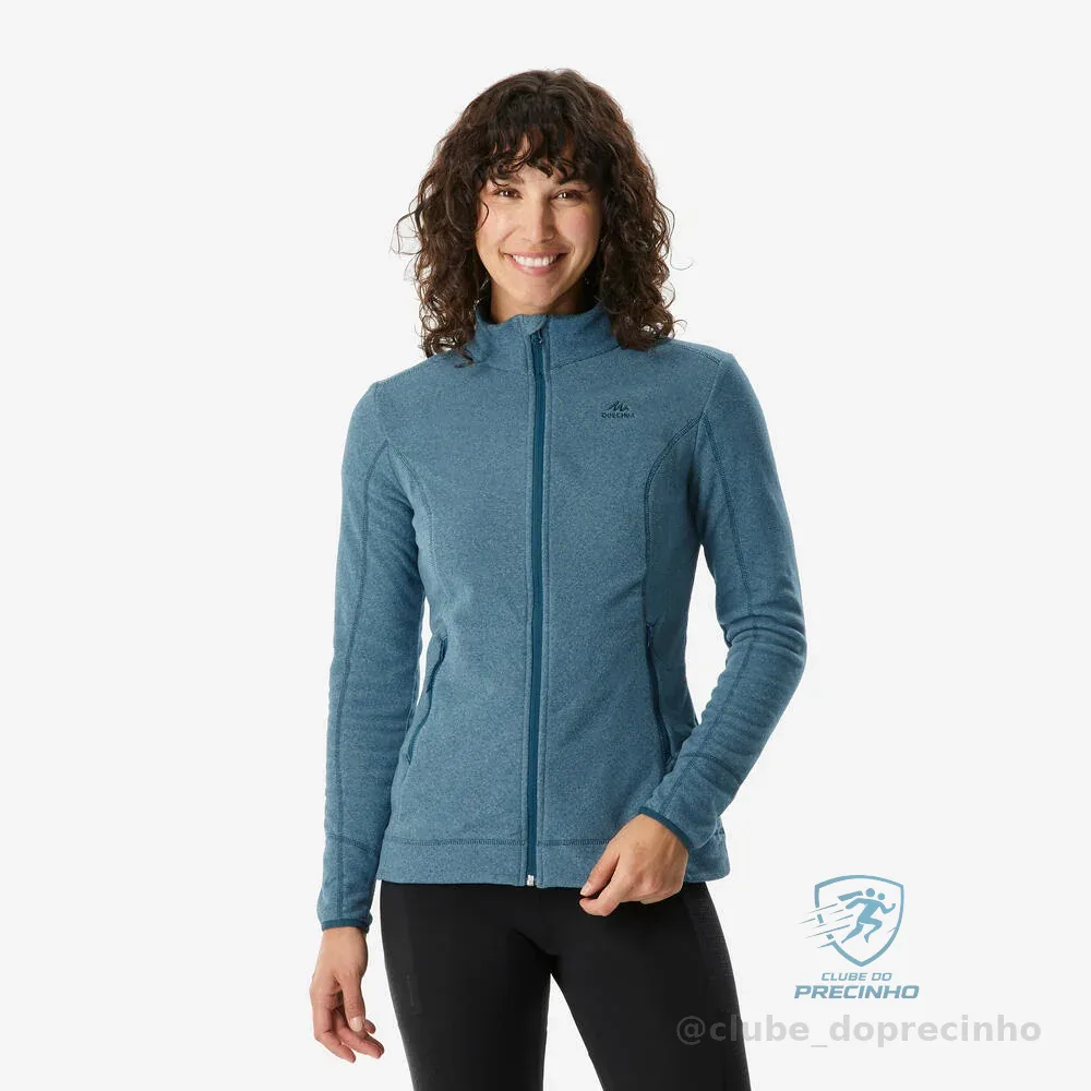 Blusa Fleece Feminina de Trilha Térmica MH100 Quechua Azul