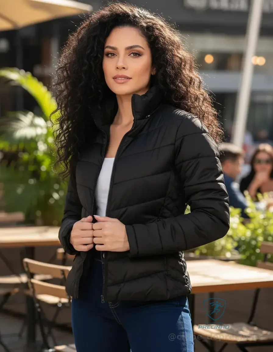 Casaco Bobojaco Jaqueta Puffer Feminina Corta Vento Nylon