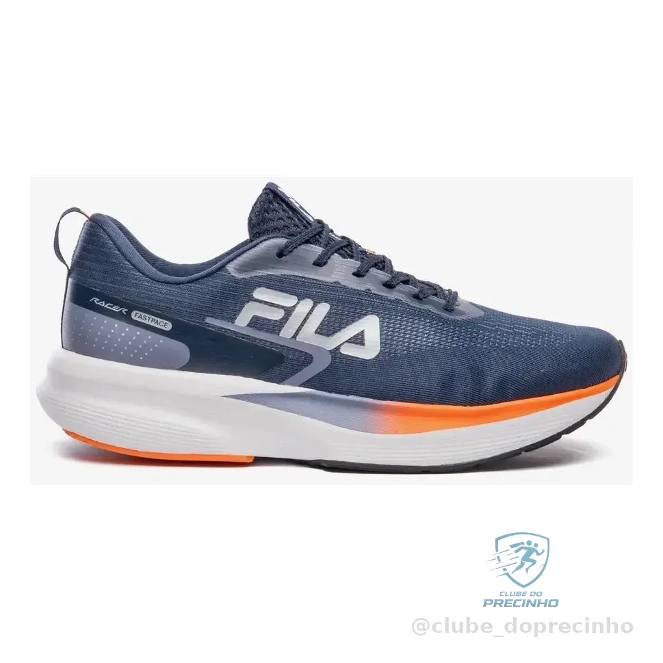 Tênis De Corrida Masculino Racer Fastpace Fila Marinho/azul Granito /laranja Vibrante Liso 40 Br