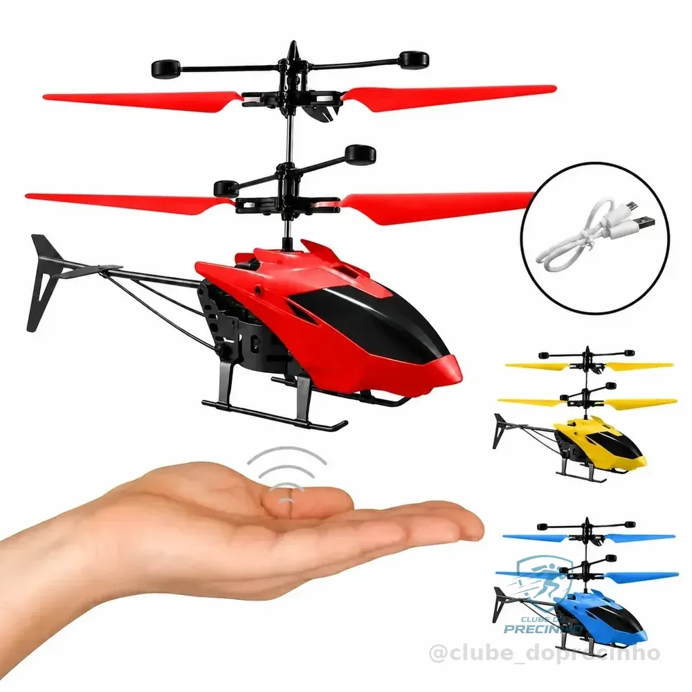 Mini Helicóptero Drone Voador Sensor De Mão Recarregável Usb Infantil Com Luz Led Sem Controle Avambu Variado