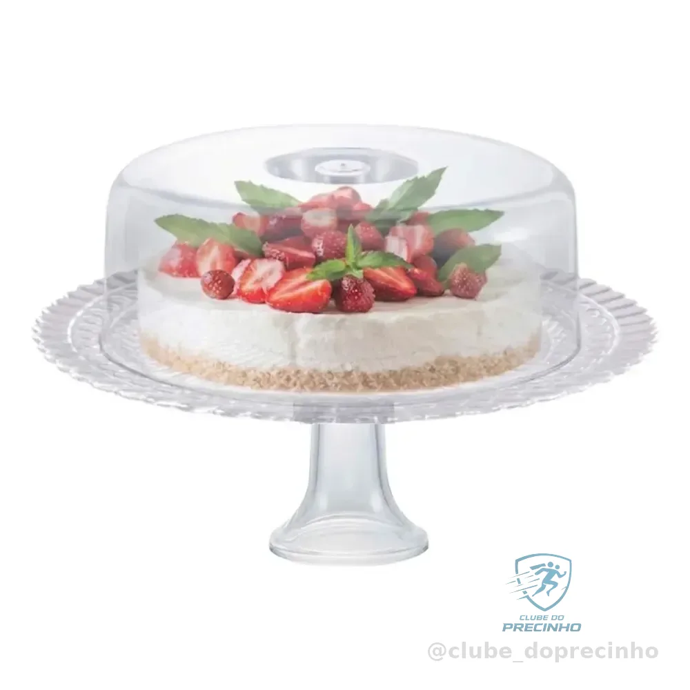 Prato / Boleira Gourmet Ruvolo Vidro + Tampa Plástica 32cm
