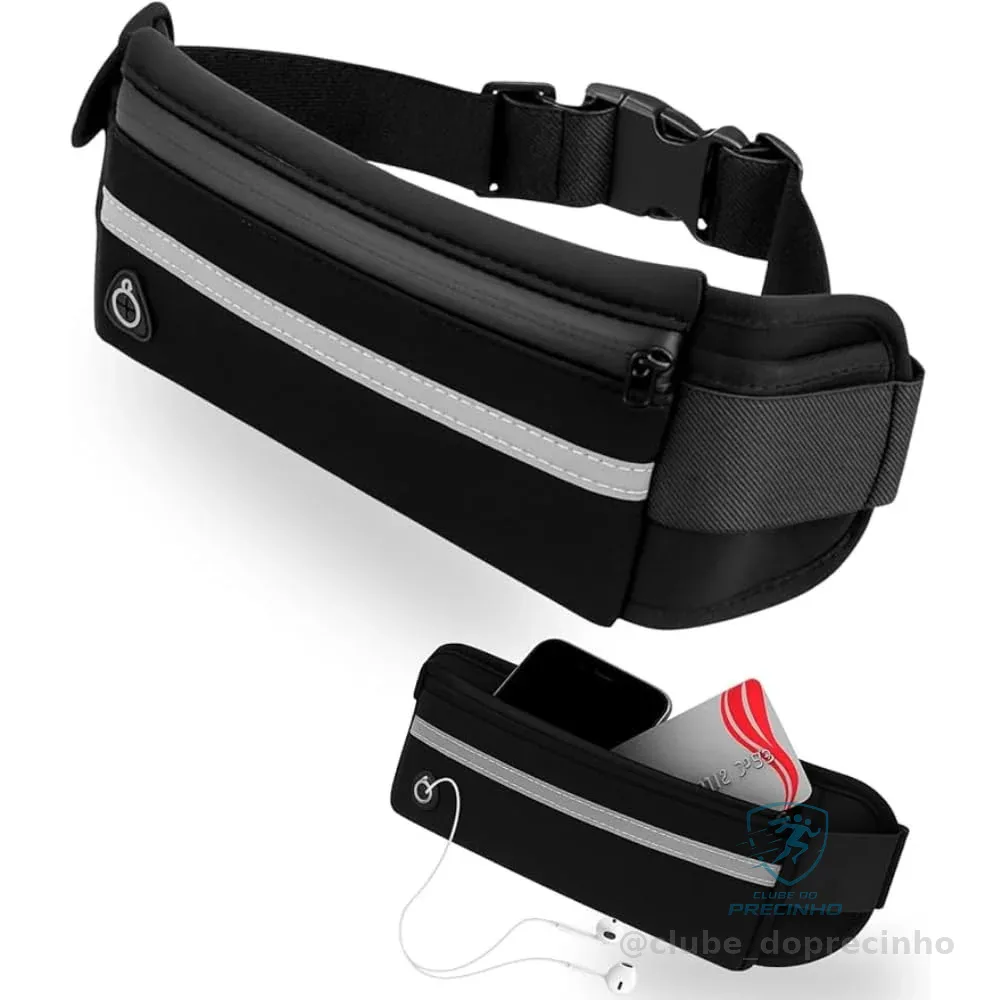 Pochete Esportiva com Refletor, Ajustável, Porta Garrafa, para Corrida e Ciclismo