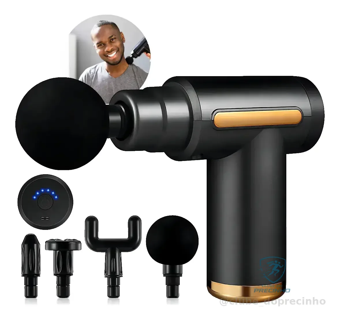 Massageador Pistola Elétrica Profissional Muscular Portátil Aparelho Fisioterapia Corporal 6 Velocidades 4 Cabeças 