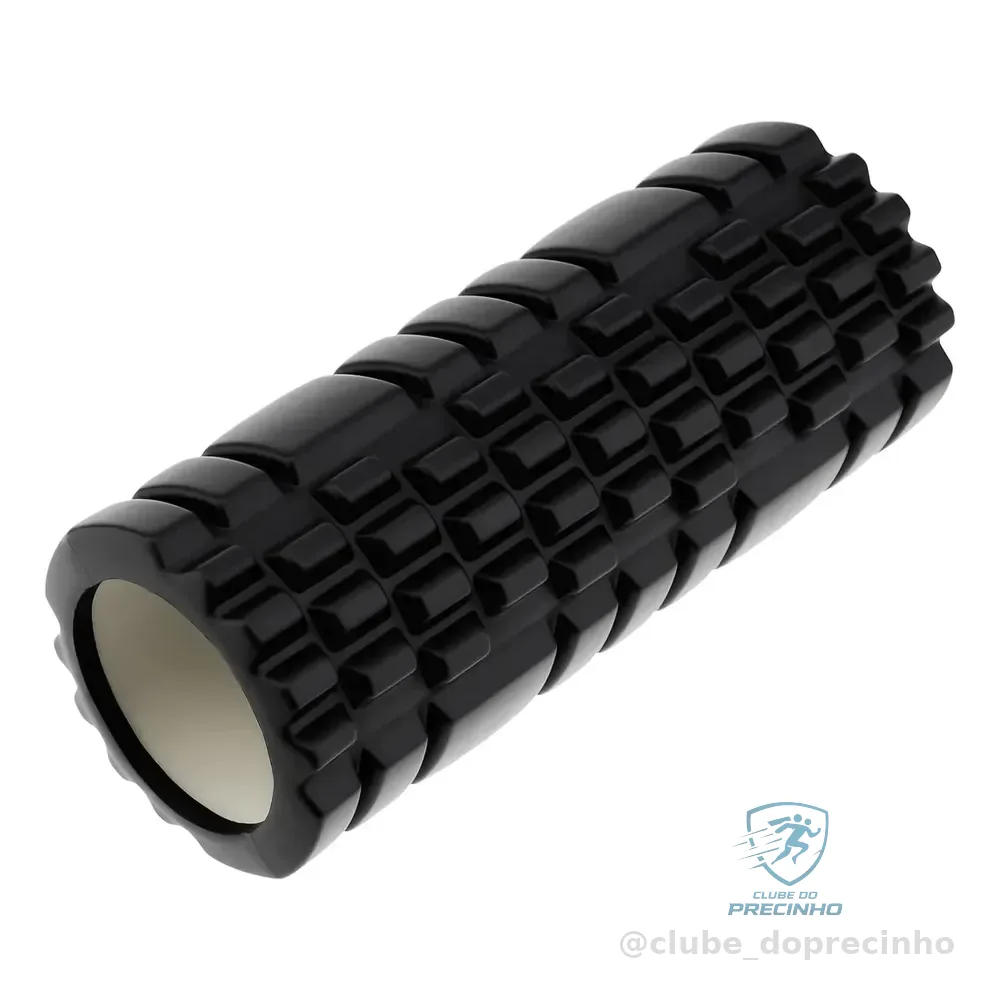 Rolo Massagem Foam Roller Liberação Miofascial Soltura Preto Preto