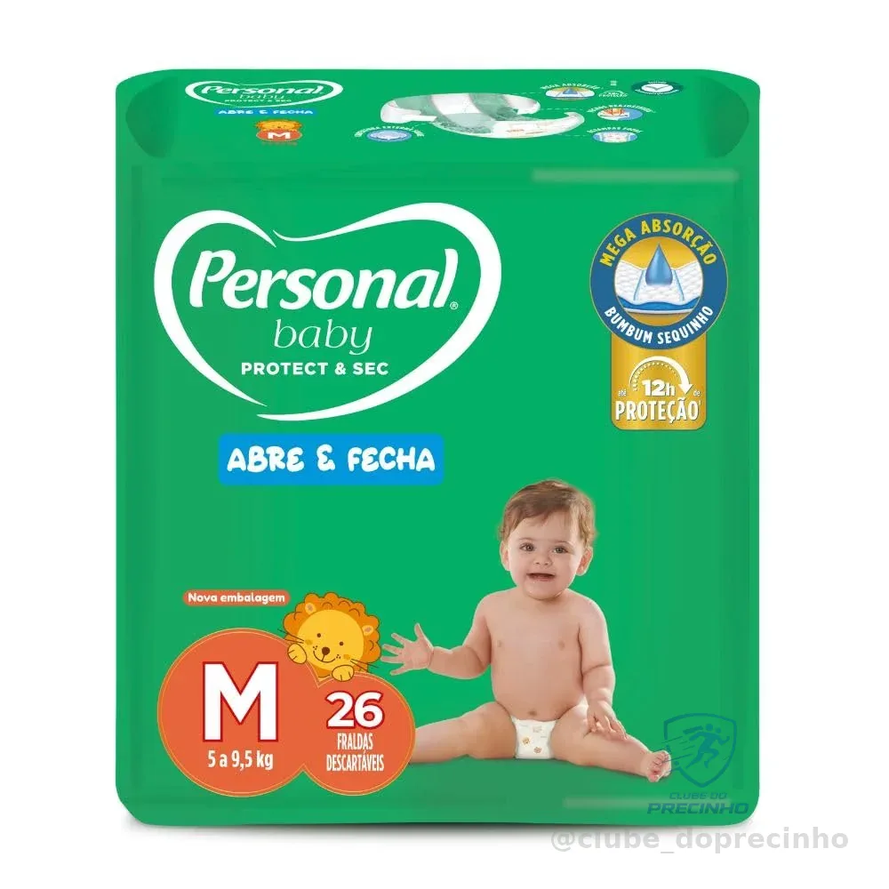 Personal Fralda Baby Protect & Sec M Jumbo, 26 unidades